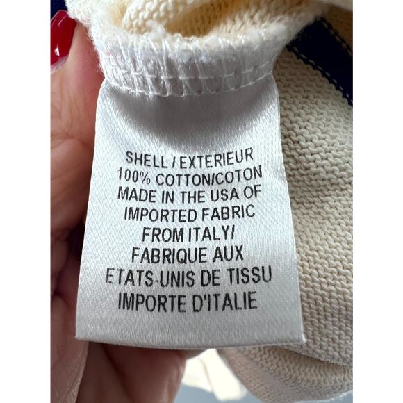 Milly Women's Blue Cream Striped Cotton Boat Neck Long Sleeve Tunic Top Size P - Picture 7 of 9